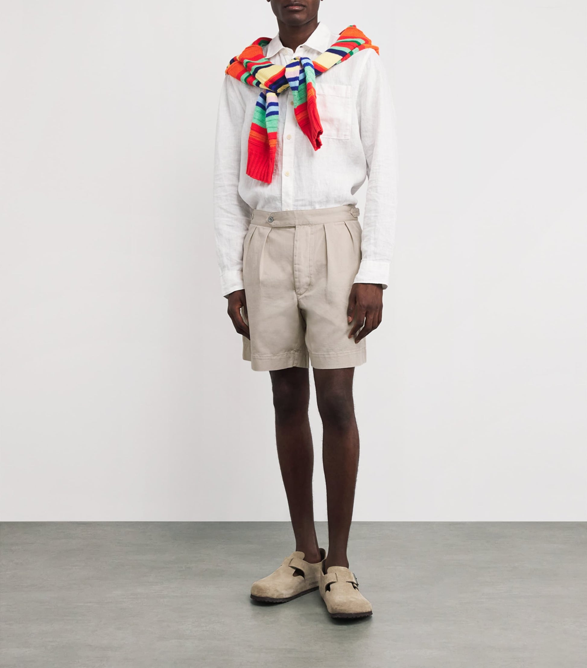 Cotton Twill Pleated Shorts