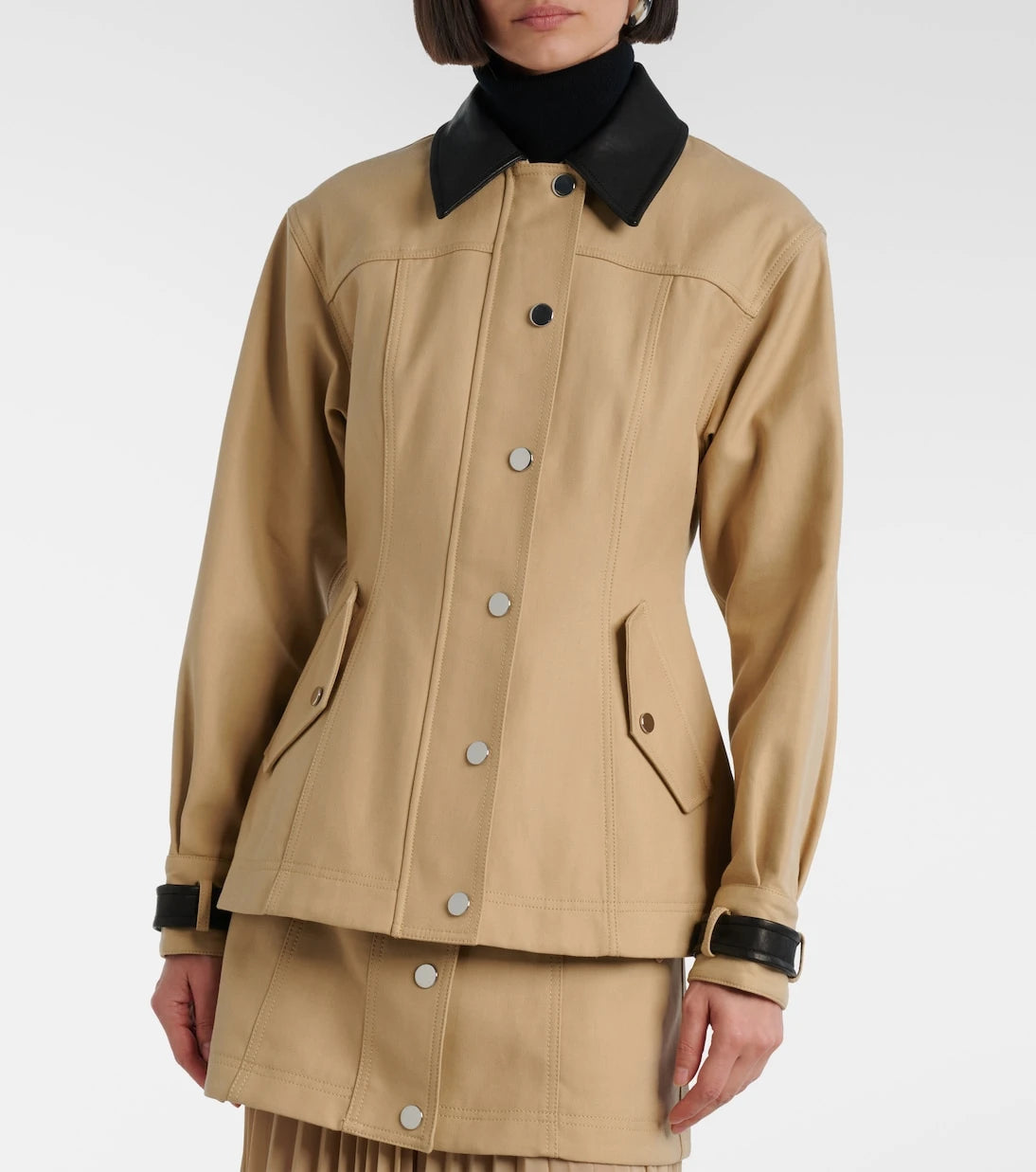 Veronica Beard - Talla leather-trimmed cotton blouson jacket