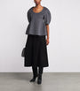 Róhe Black Suede A-Line Midi Skirt