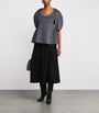 Róhe Black Suede A-Line Midi Skirt