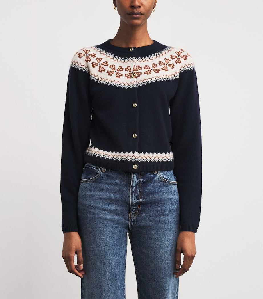 Cashmere Fair Isle Cardigan NAVY