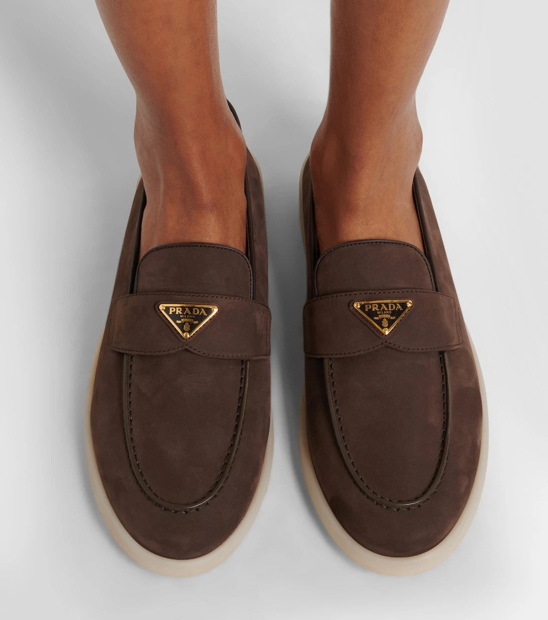 Prada - Suede penny loafers