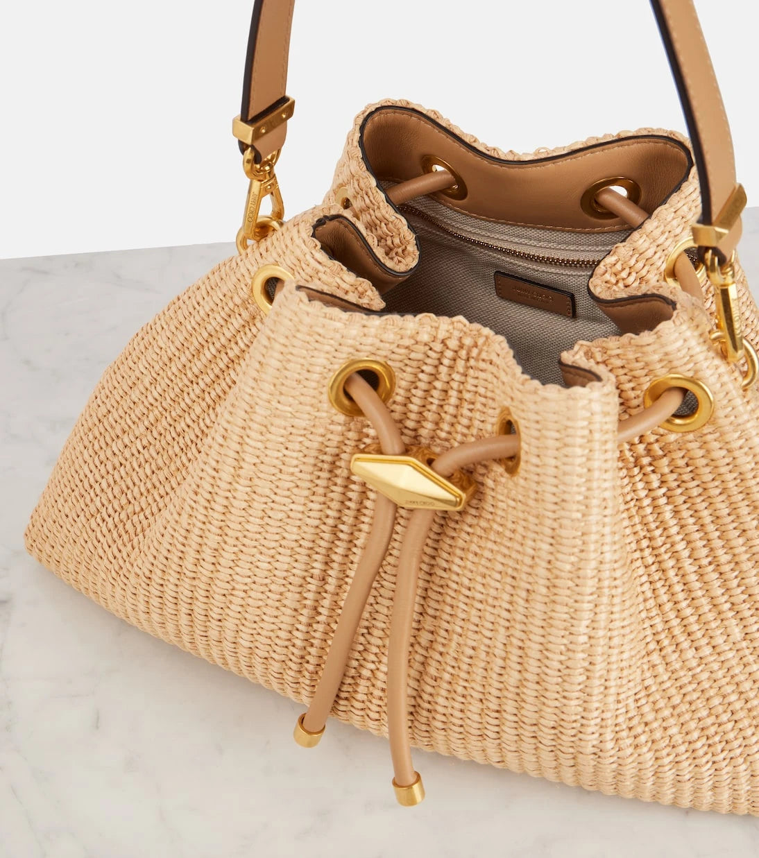 Jimmy Choo - Cinch M raffia shoulder bag
