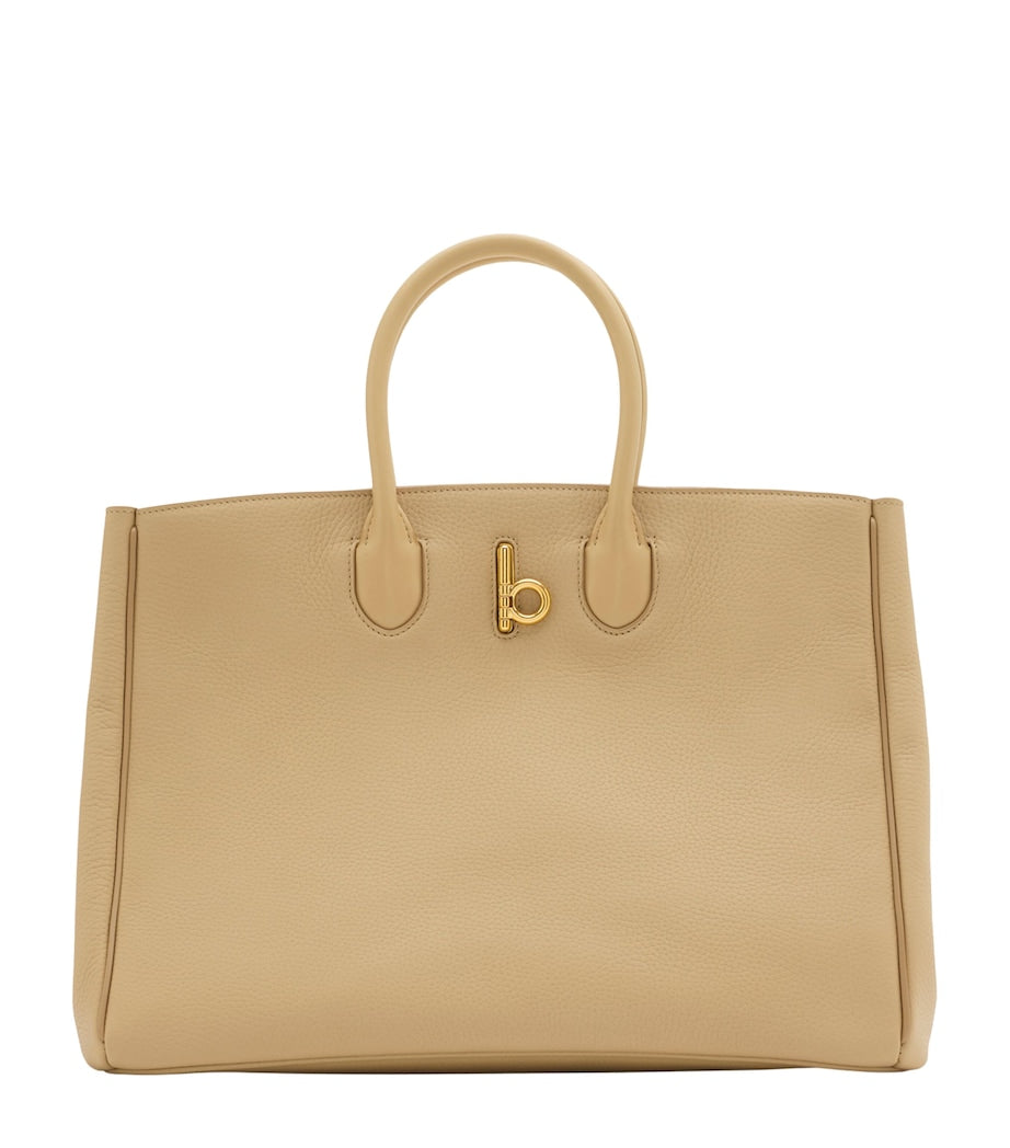 Burberry Beige Leather Medium Rocking Horse Tote Bag
