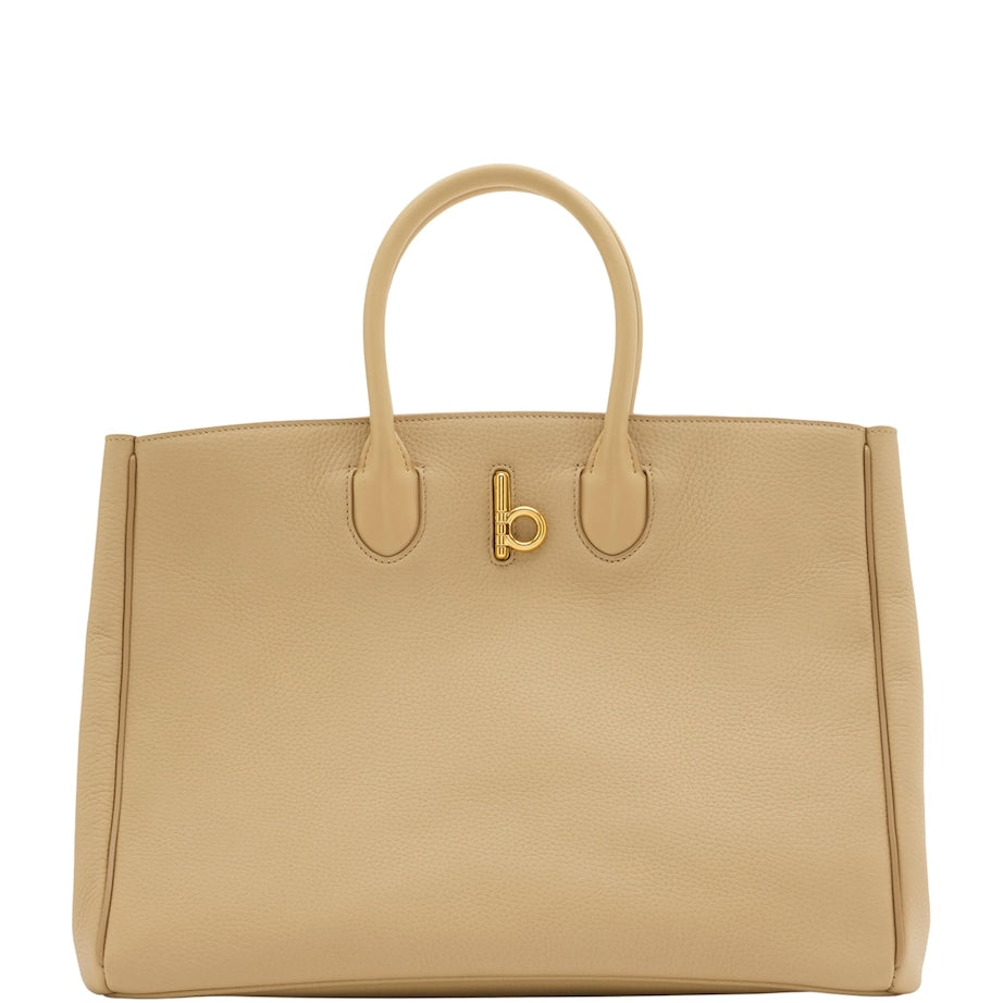 Burberry Beige Leather Medium Rocking Horse Tote Bag