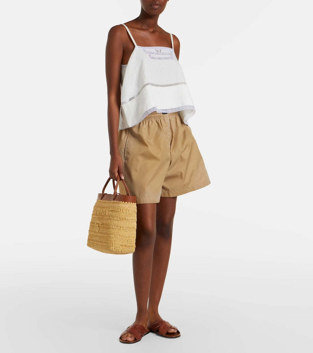 Prada - Small crochet raffia tote bag