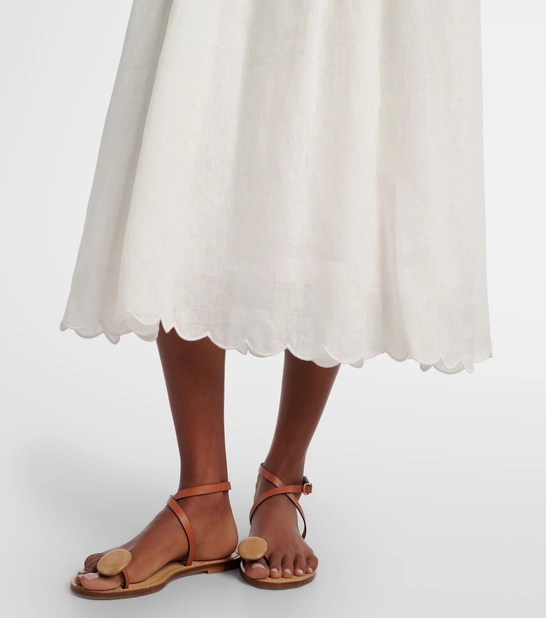 Zimmermann - Rhiannon scalloped linen midi dress