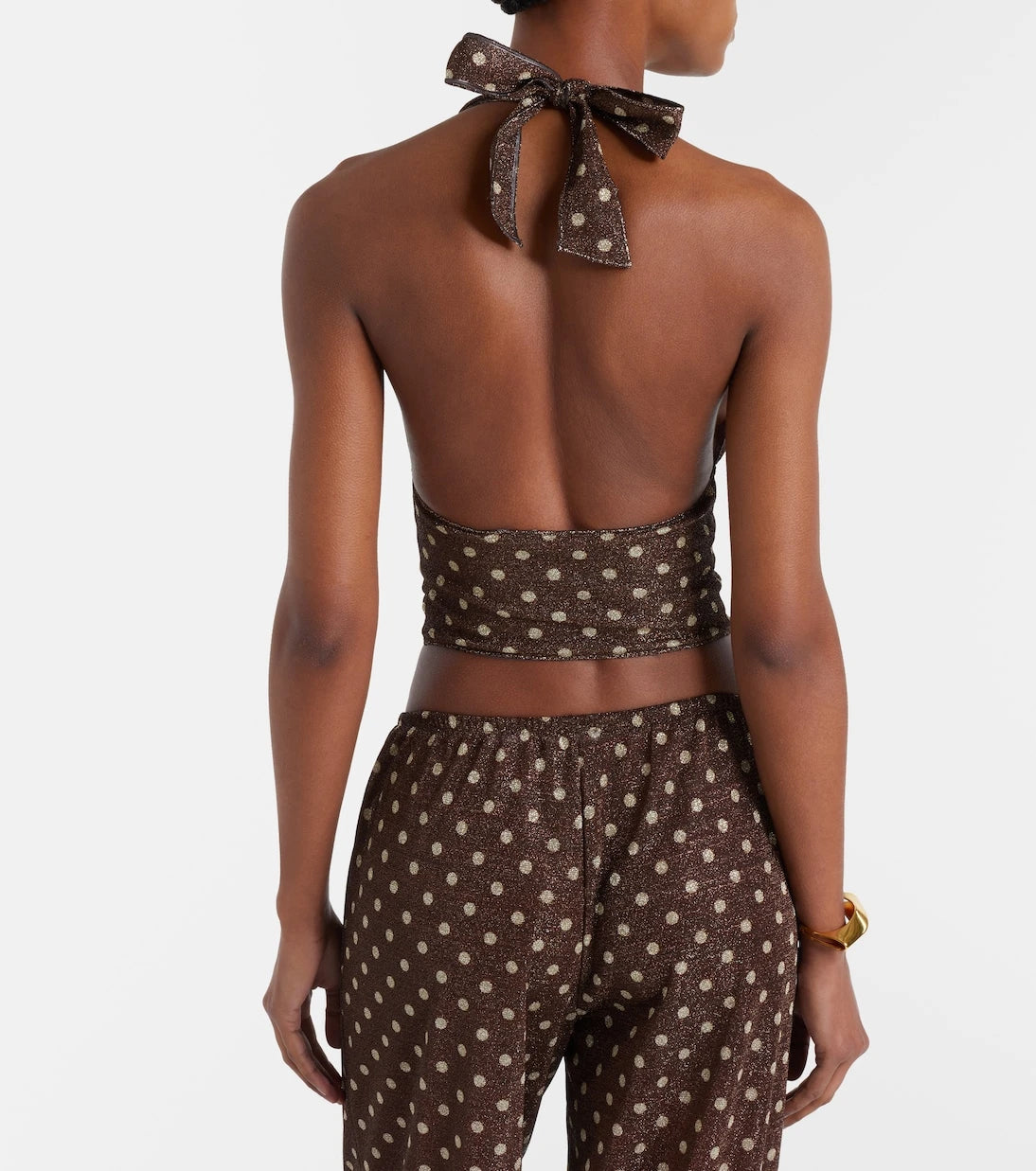 Oséree - Lumière polka-dot halterneck crop top