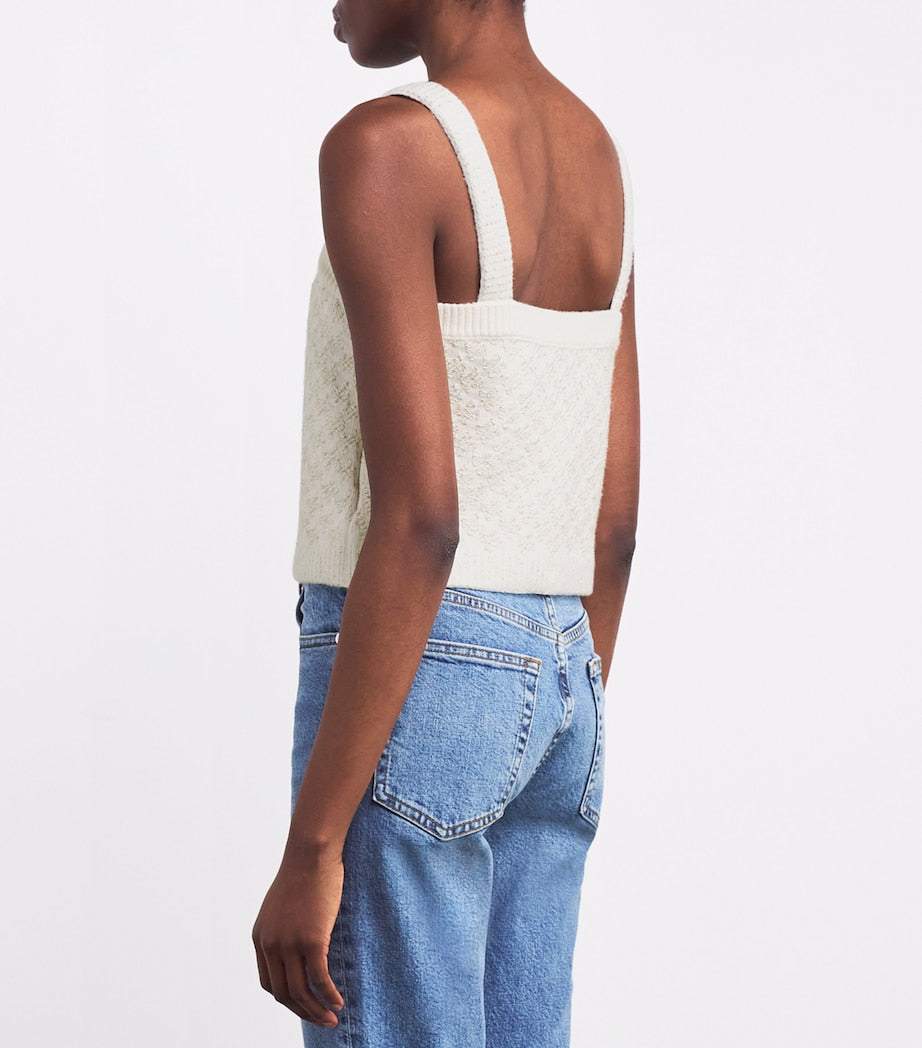 Tweed-Effect Crop Top ECRU