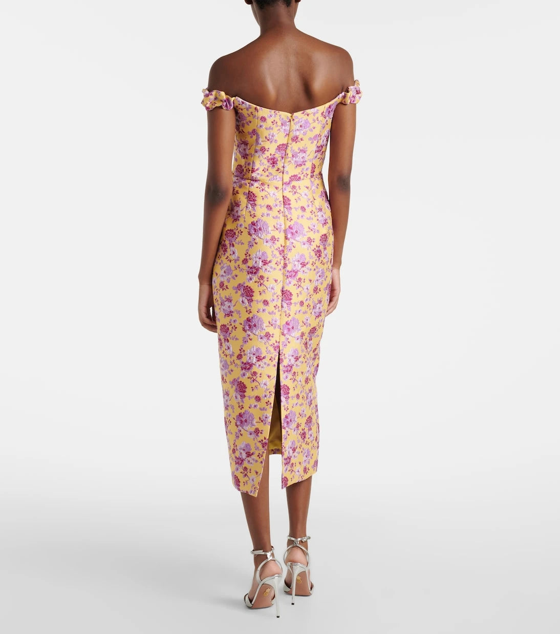 Markarian - Amara floral off-shoulder brocade midi dress