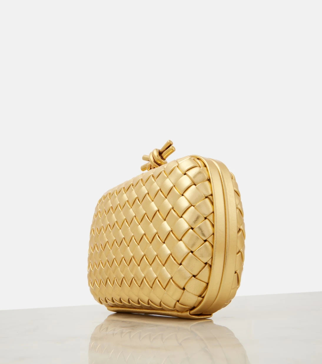 Bottega Veneta - Knot Intreccio metallic leather clutch