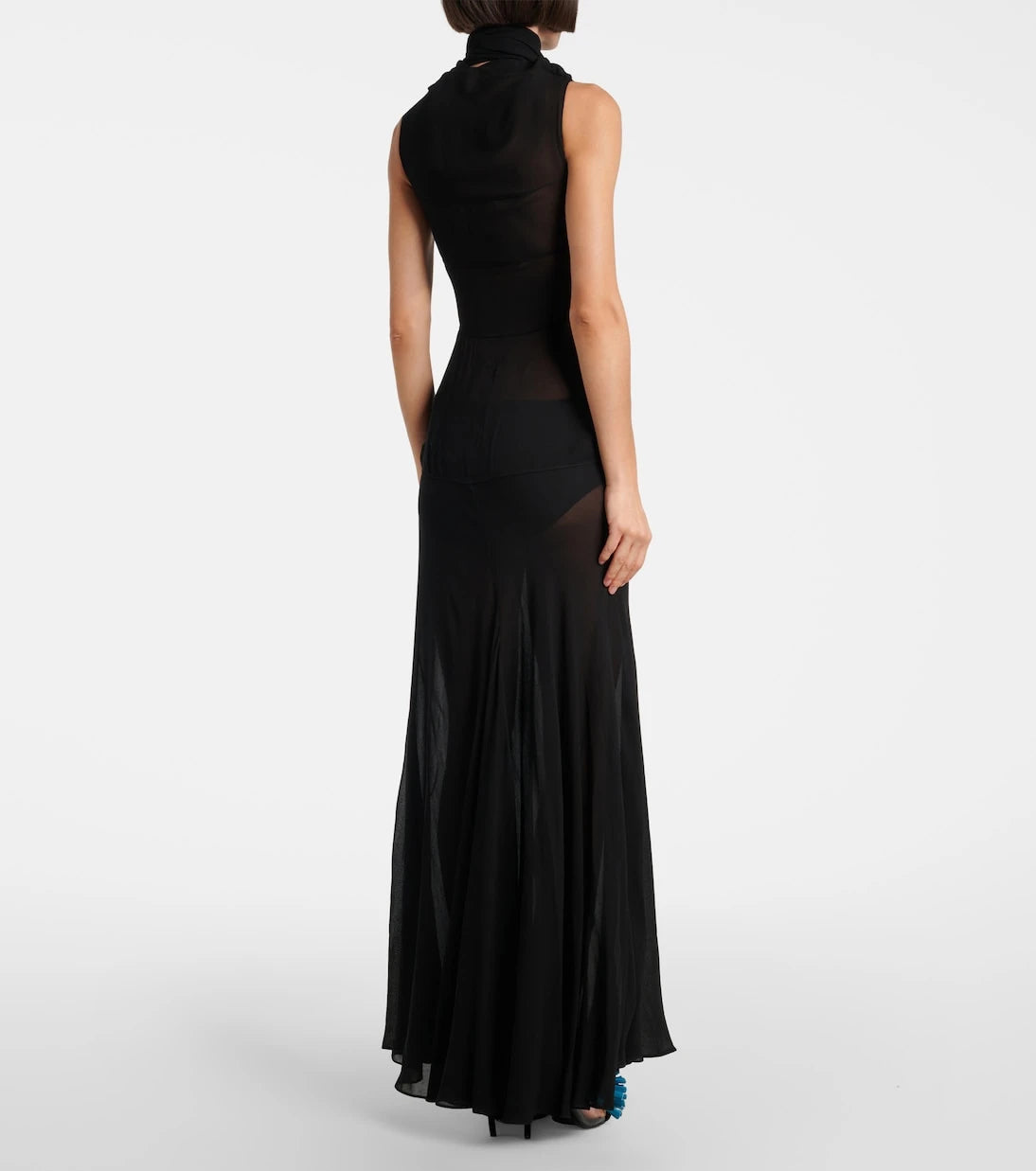 Alaïa - Kesik detaylı büzgülü jarse elbise