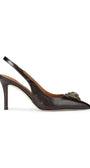 Kurt Geiger London обувки с ток от кожа Belgravia High Sling Brown