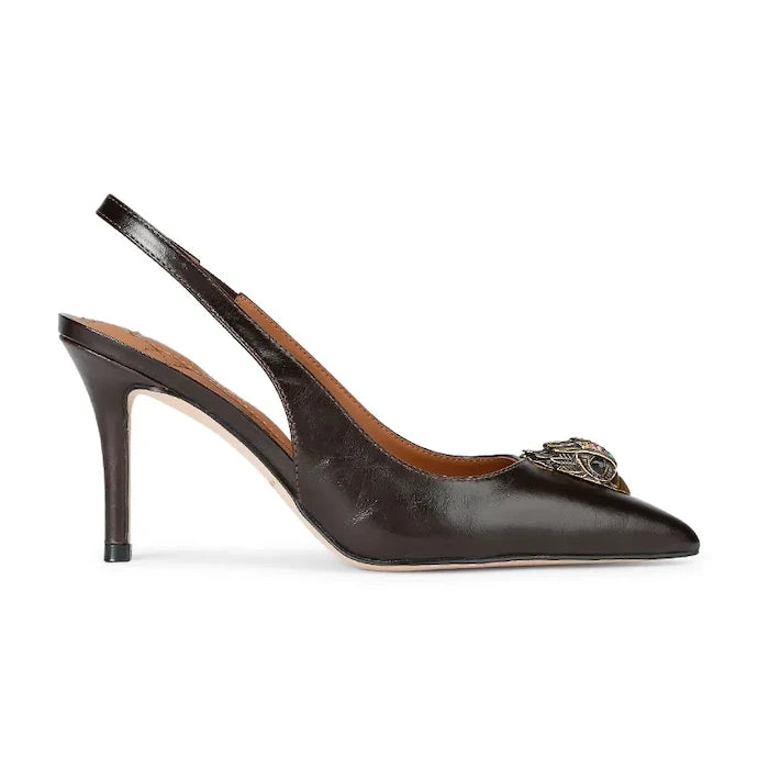 Kurt Geiger London обувки с ток от кожа Belgravia High Sling Brown