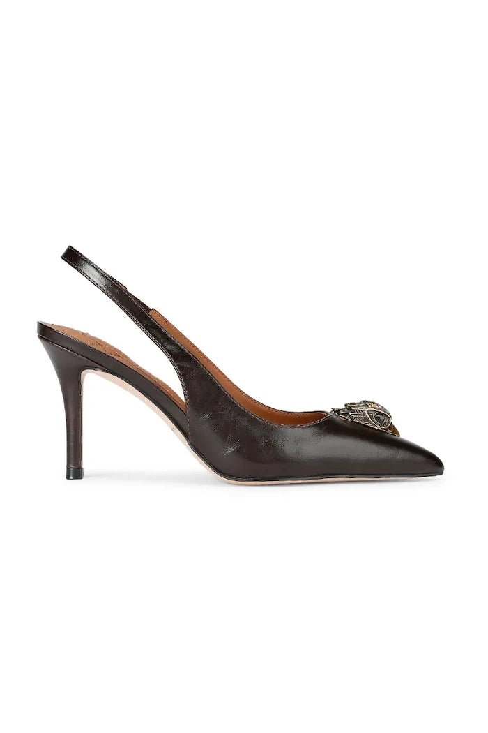 Kurt Geiger London обувки с ток от кожа Belgravia High Sling Brown