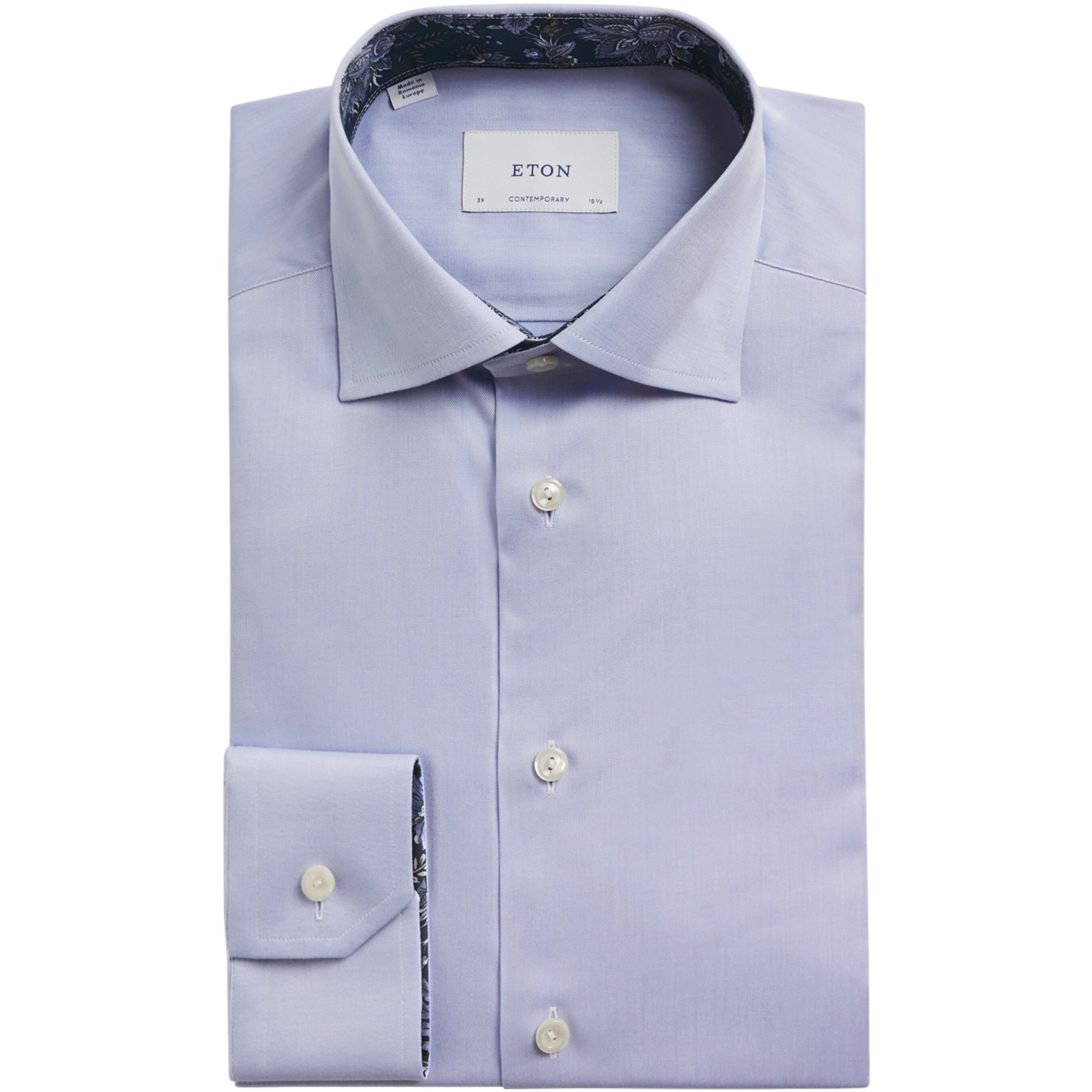 Signature Twill Floral-Trim Shirt LIGHT BLUE