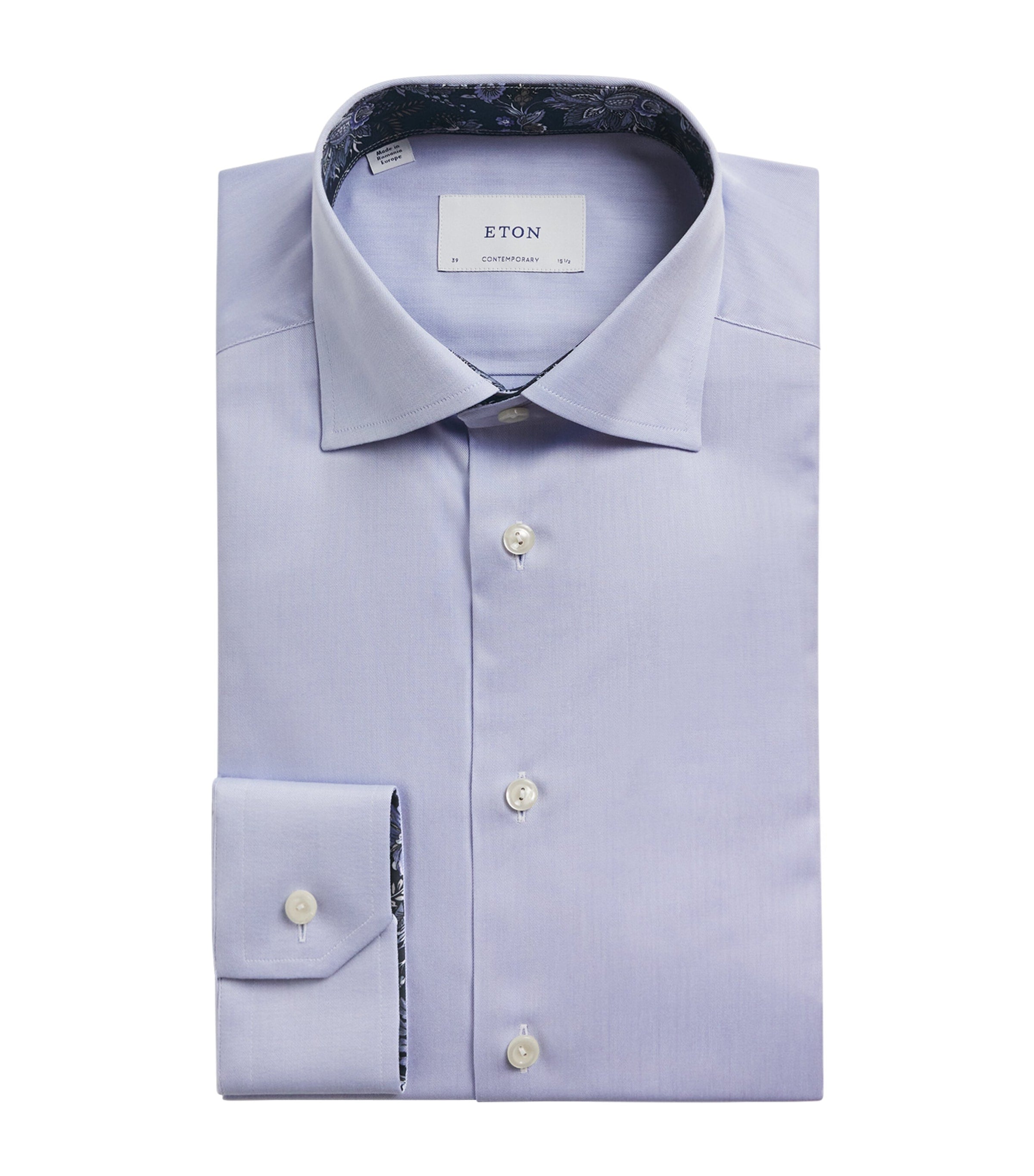 Signature Twill Floral-Trim Shirt LIGHT BLUE