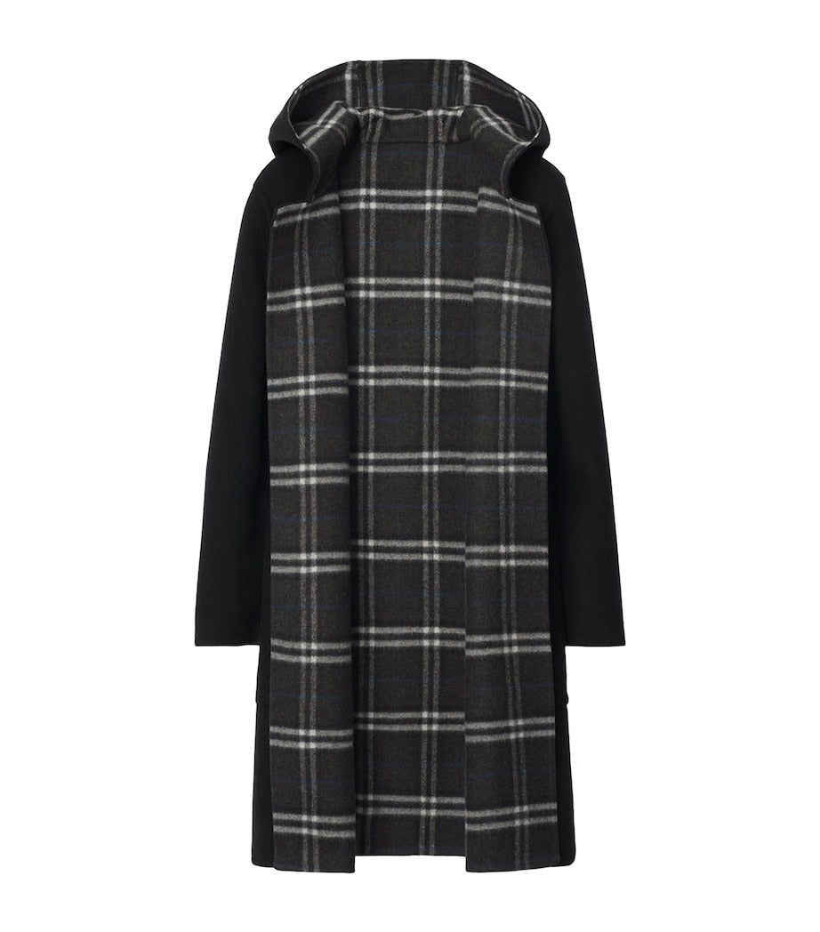 Burberry Wool Reversible Hooded Wrap Coat