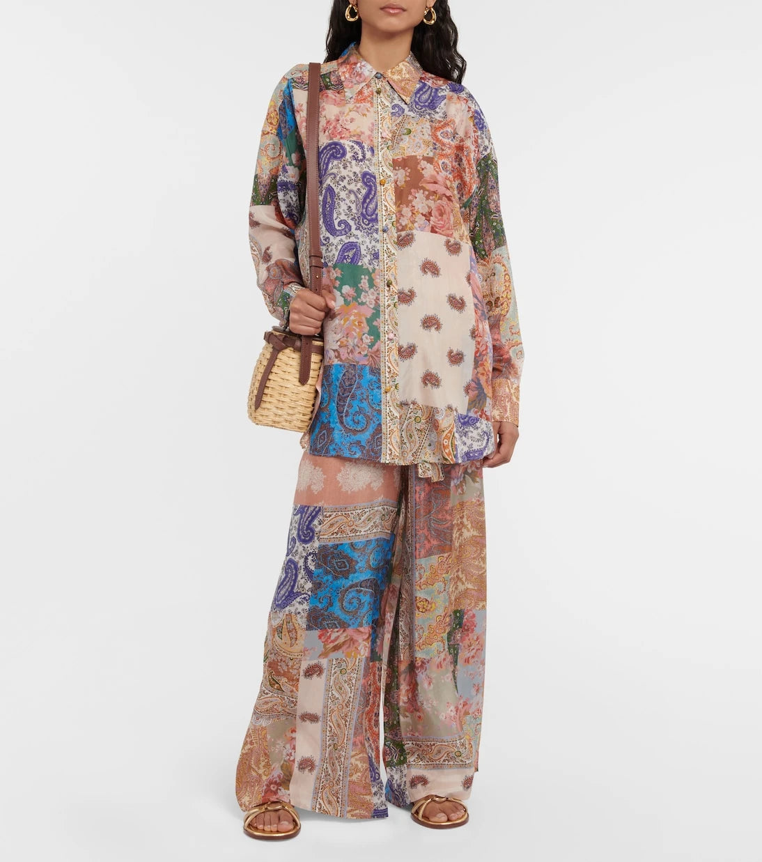 Zimmermann - Devi oversized patchwork silk shirt