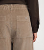 Beige Corduroy Wide-Leg Trousers
