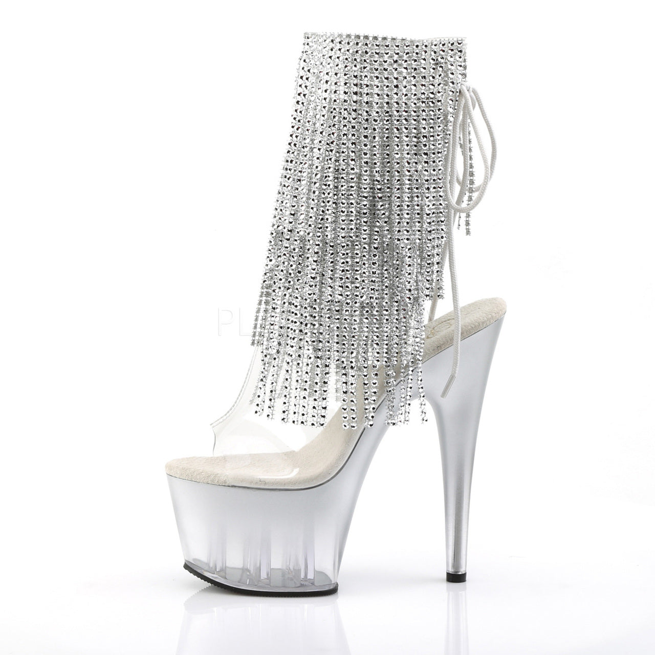7" Heel Clear-Silver Open Toe Ankle Bootie*