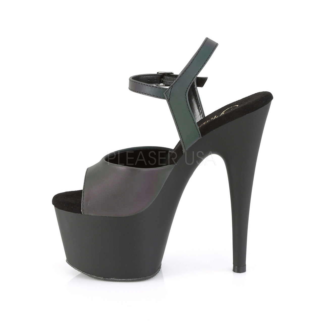 7" Heel Black-Green Ankle Strap Platforms*