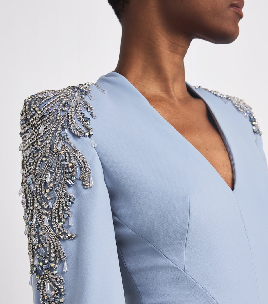 Jenny Packham Blue Embellished Babe Gown