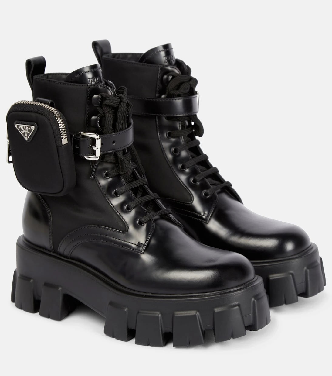 Prada - Monolith leather ankle boots