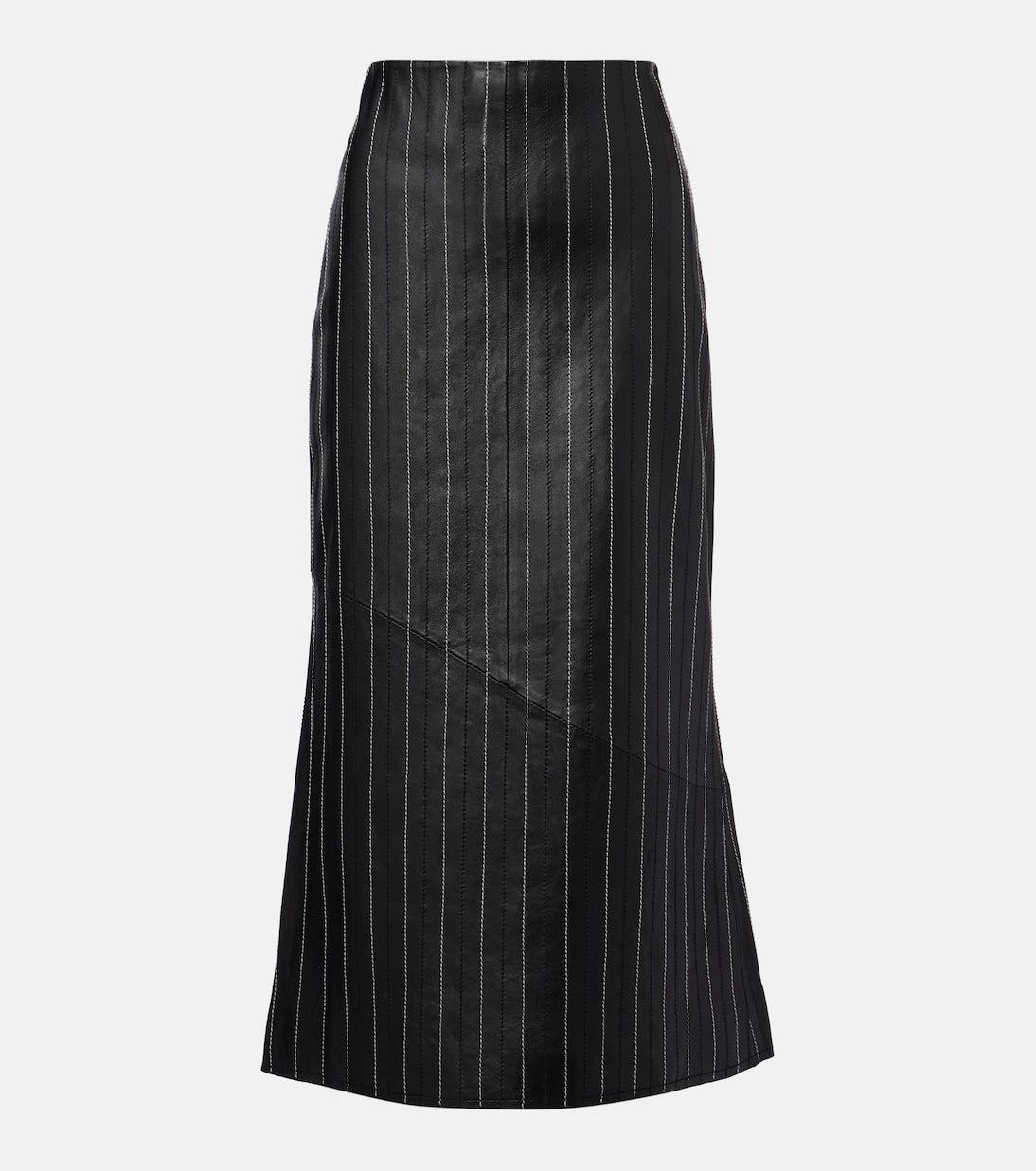 Victoria Beckham - Embroidered leather midi skirt