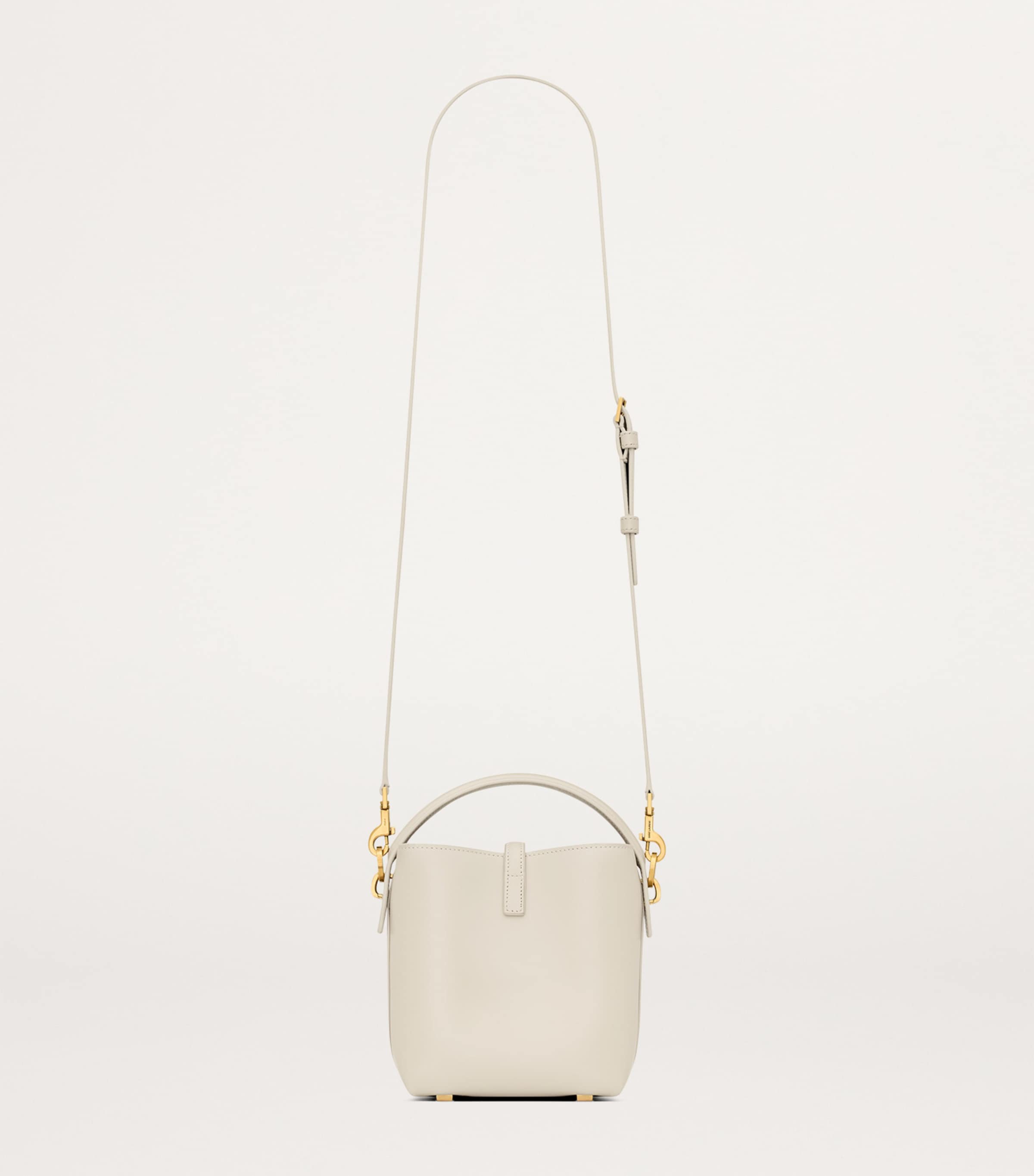 Saint Laurent White Mini Leather Le 37 Bucket Bag