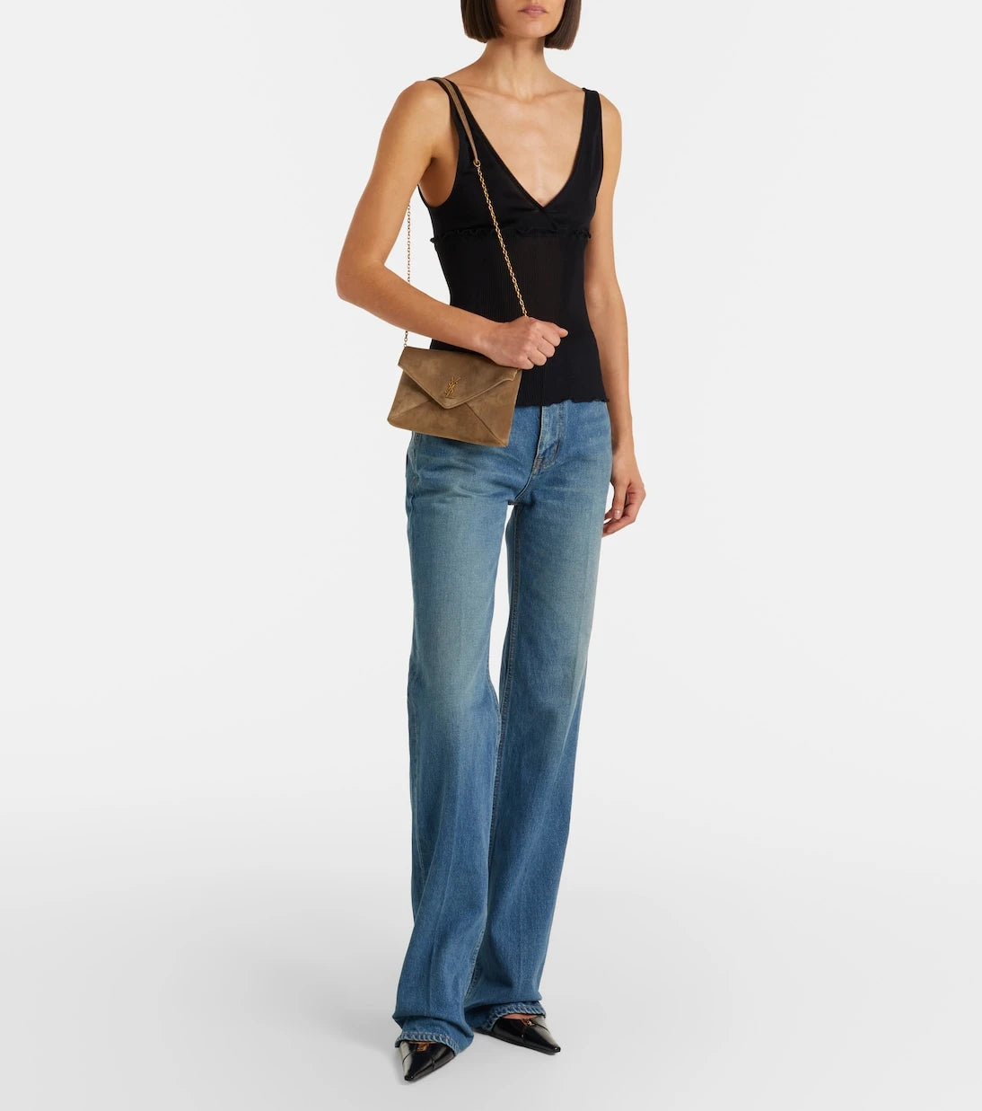 Saint Laurent - Cassandre Small suede clutch