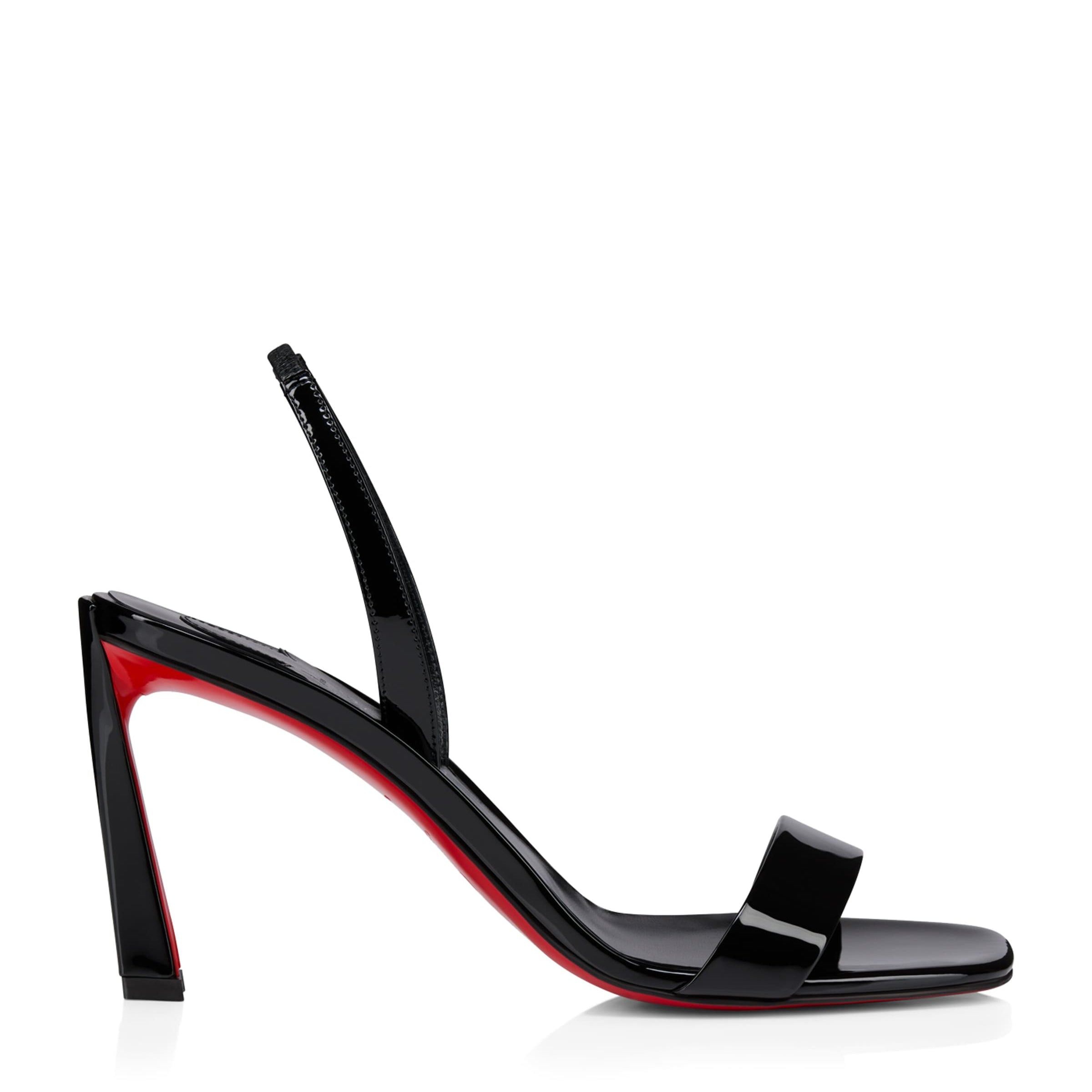 Christian Louboutin Black Condora Patent Leather Slingback Sandals 85