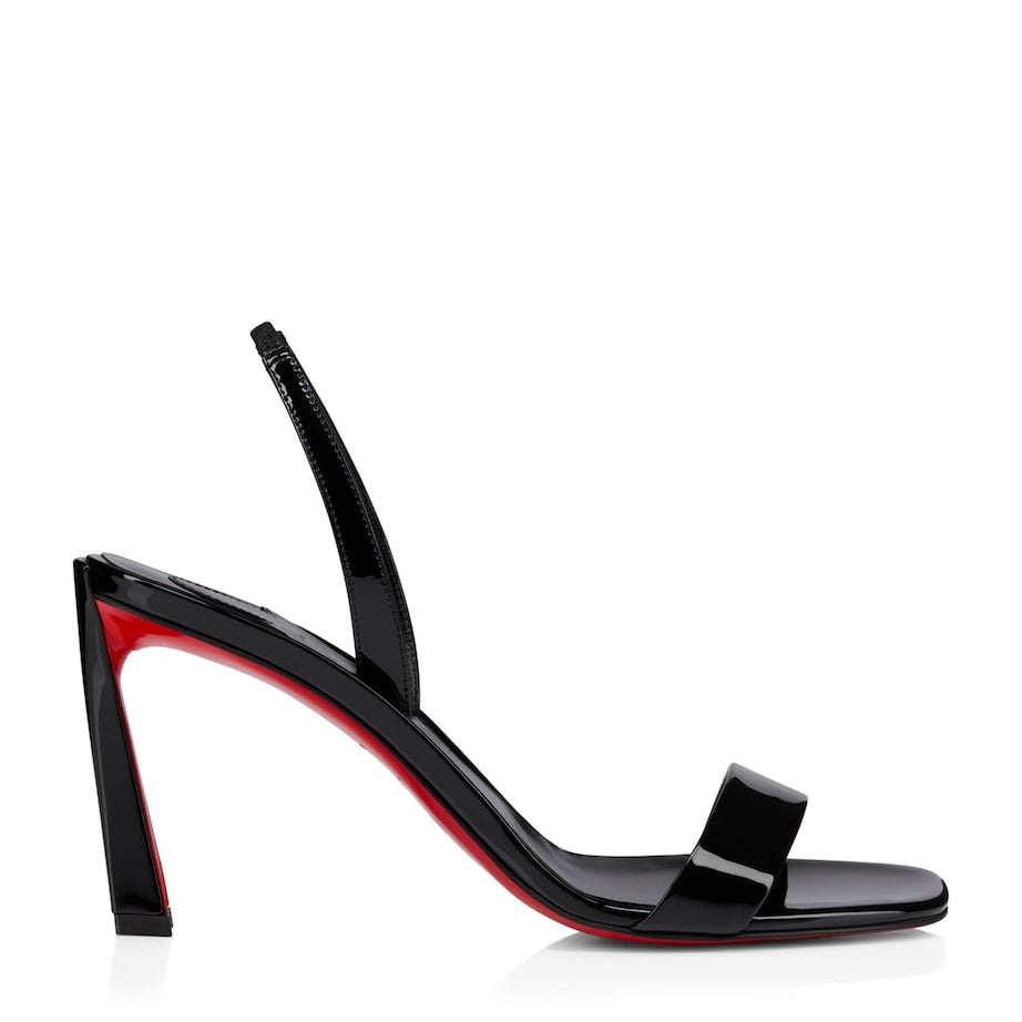 Christian Louboutin Black Condora Patent Leather Slingback Sandals 85