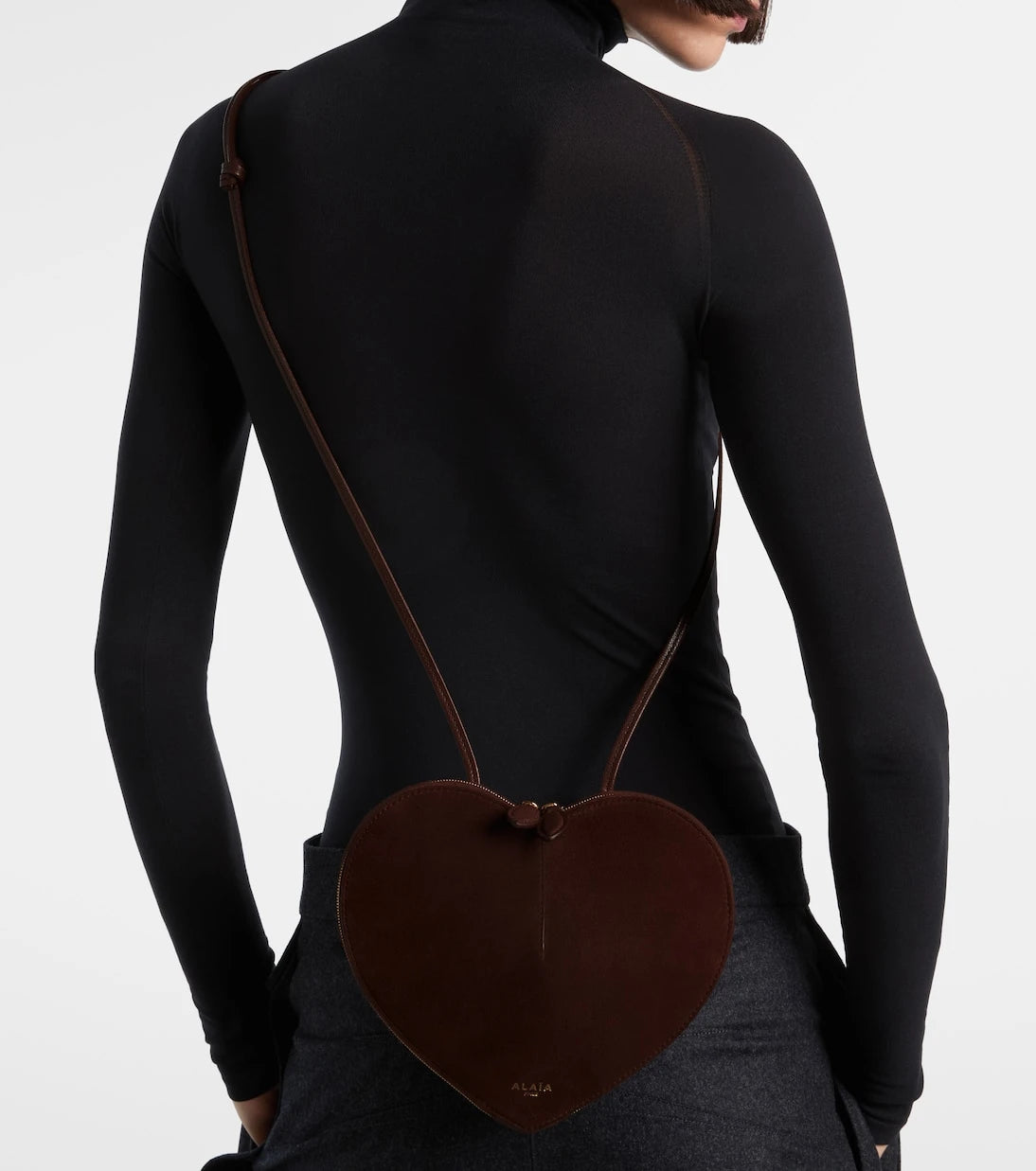 Alaïa - Le Cœur Small leather and suede shoulder bag
