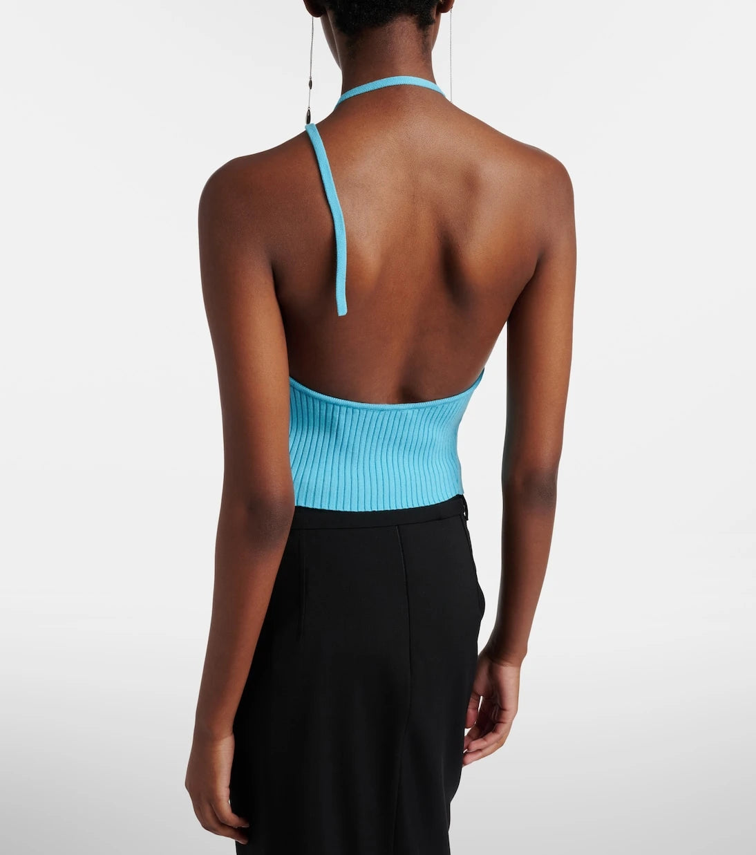 Courrèges - Pointy ribbed-knit halterneck top