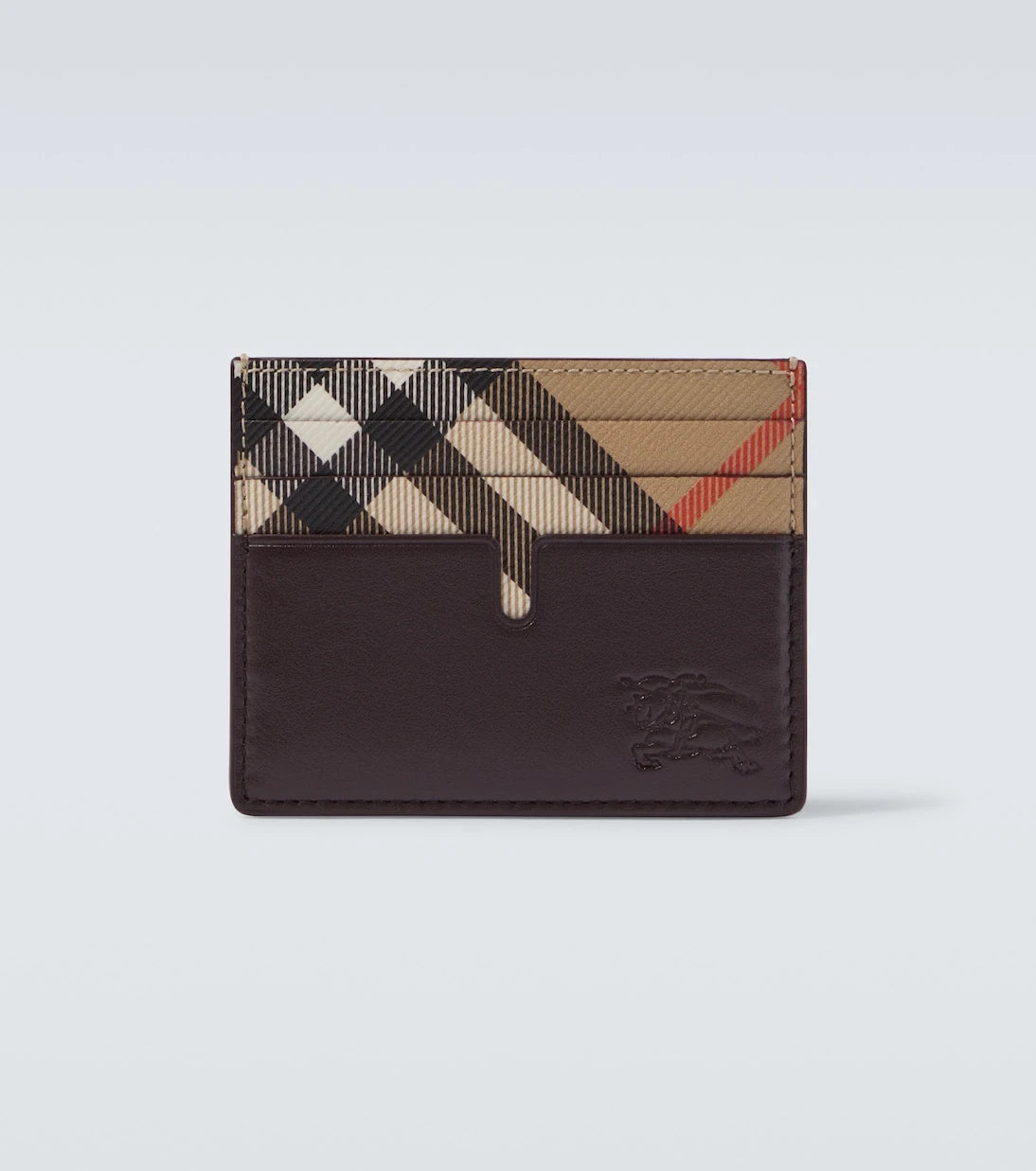 Burberry - محفظة بطاقات جلدية بنقشة بربري كاروهات