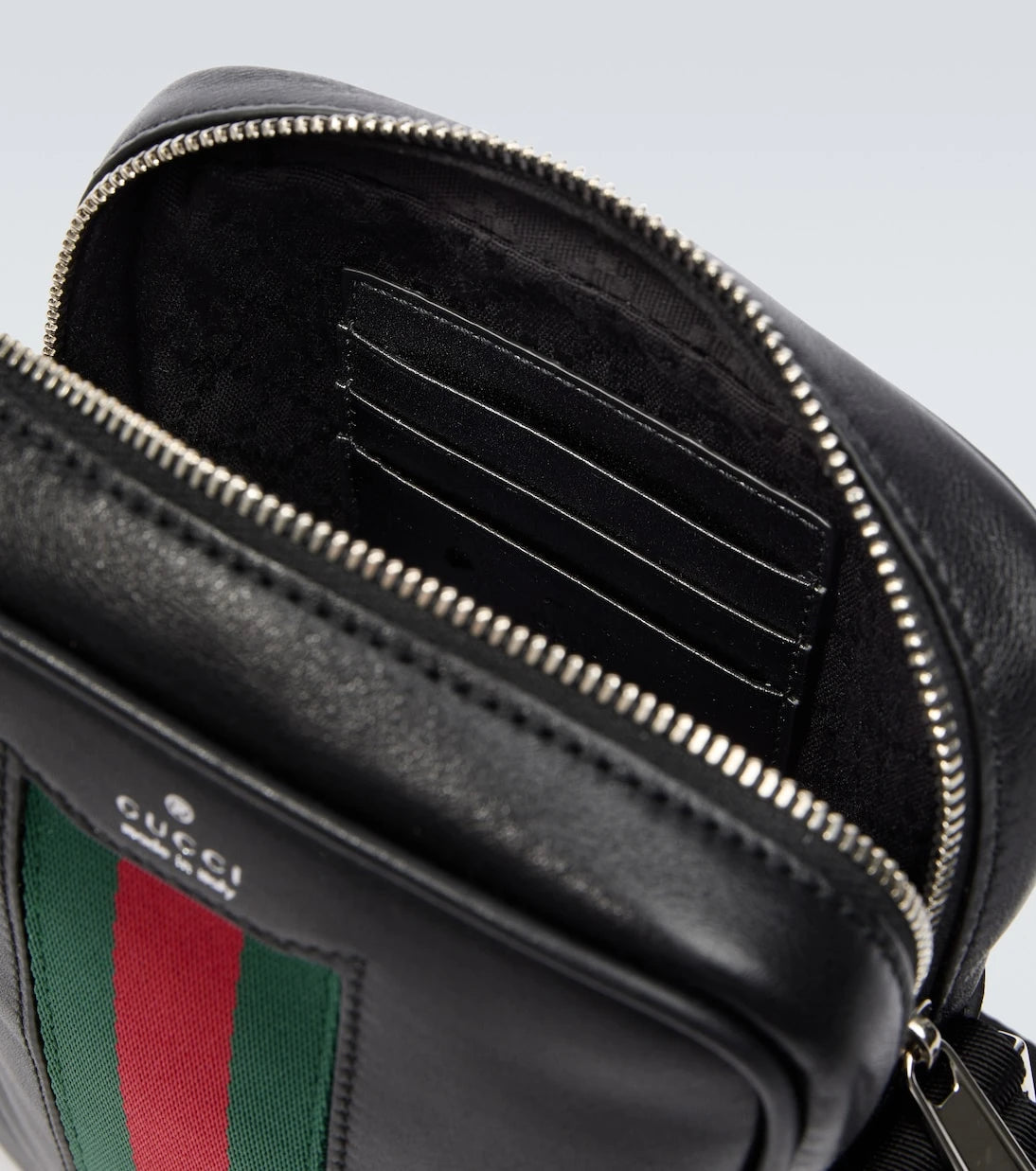 Gucci - Web Trademark Mini leather crossbody bag