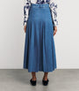 Blue Pleated Denim Skirt