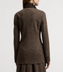 Ralph Lauren Collection Brown Wool Tick-Weave Jersey Hailey Blazer