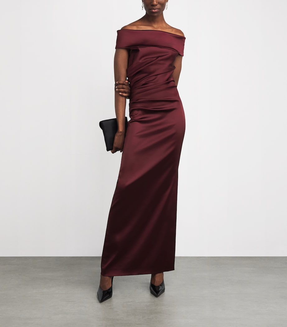 Red Stretch-Satin Maxi Dress