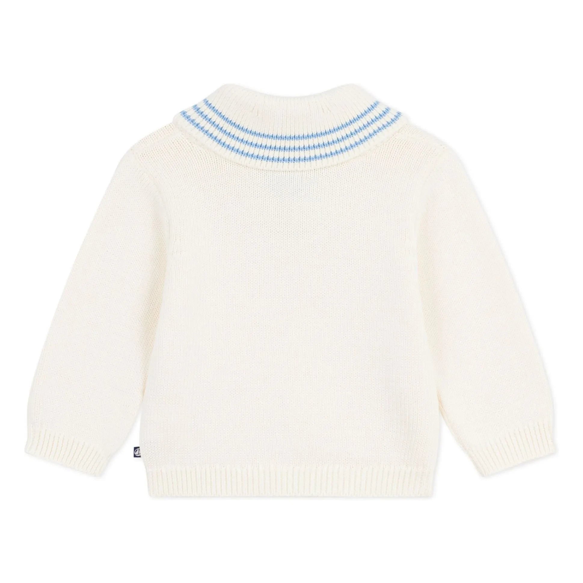 Petit Bateau - Organic Cotton Shawl Collar Sweater | Ecru