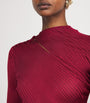 Self-Portrait Burgundy Button-Detail Midi Dress