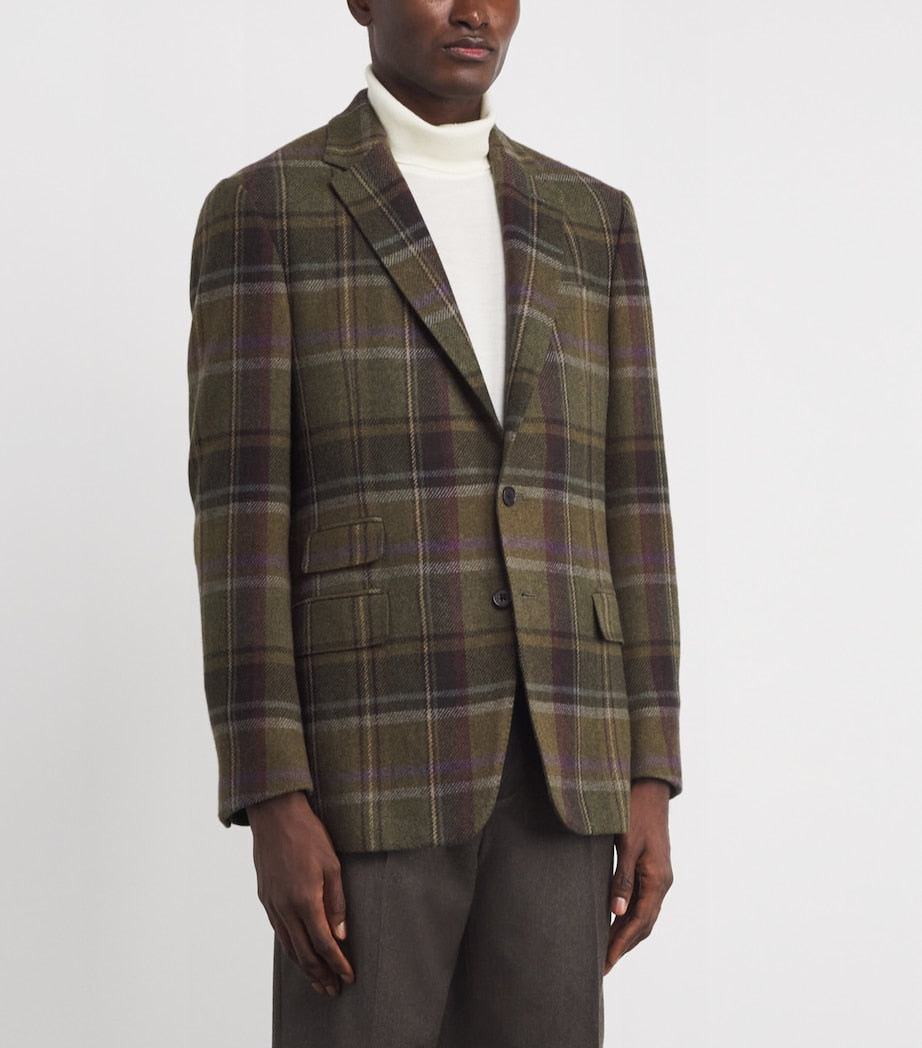Ralph Lauren Purple Label Multi Wool-Cashmere Plaid Kent Blazer