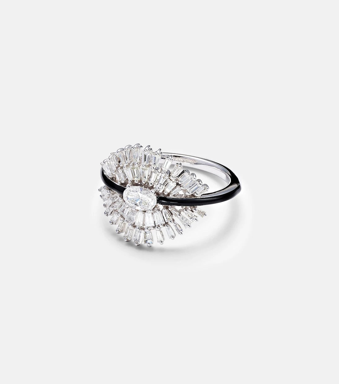 Kamyen - Eyelash 18kt white gold pinky ring with diamonds
