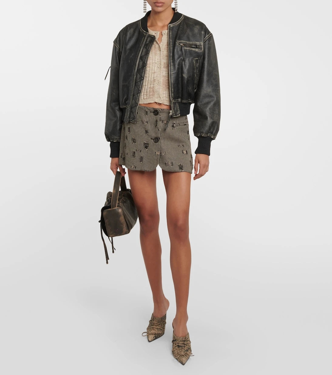 Acne Studios - Distressed checked miniskirt