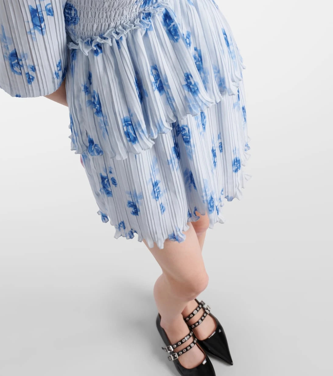 Ganni - Floral pleated georgette minidress