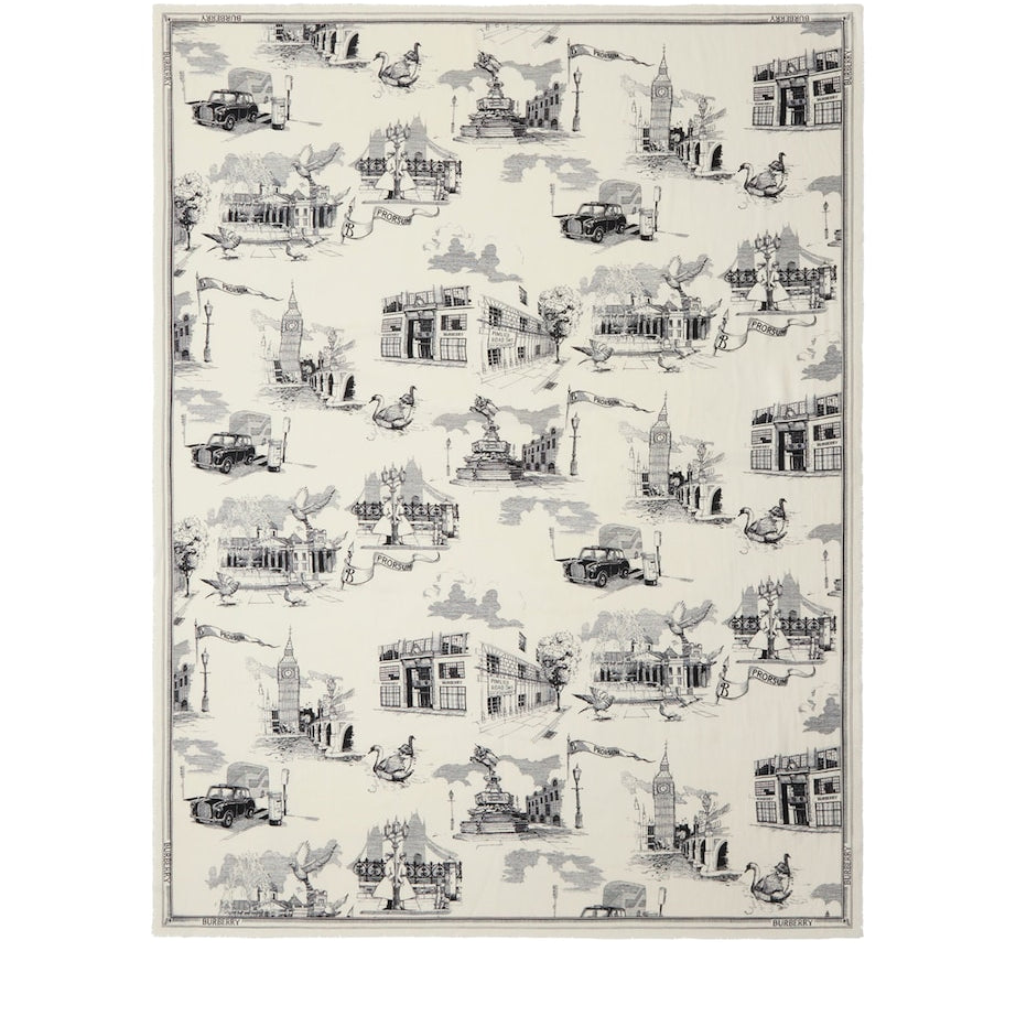 Burberry Multi Silk-Wool London Landmarks Scarf
