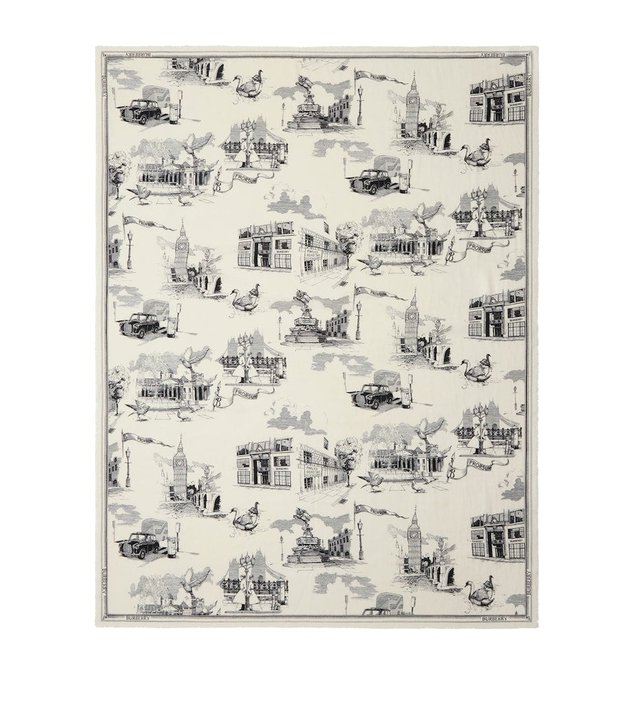 Burberry Multi Silk-Wool London Landmarks Scarf