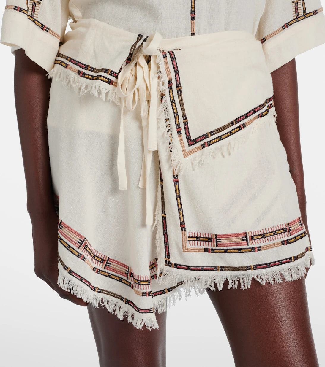 Isabel Marant - Feriel embroidered fringed silk wrap skirt
