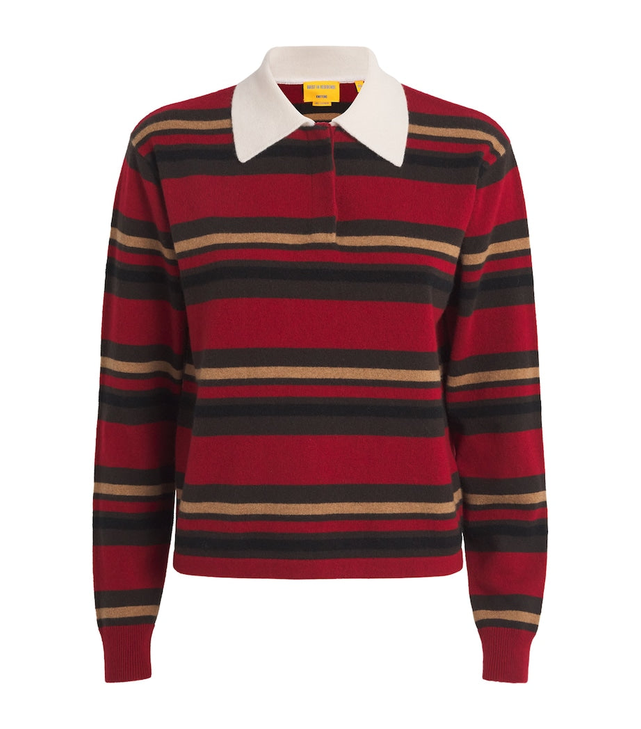 Guest In Residence Red Cashmere Cropped Rugby Shirt